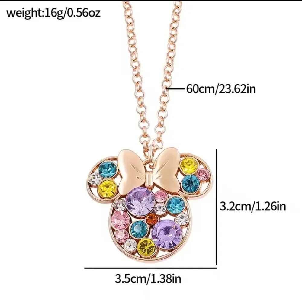 Disney Minnie Mouse Multi Color Rhinestone Necklace - Picture 2 of 6